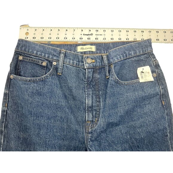 Madewell Perfect Vintage Jeans Womens 31 Dark Wash Straight High Rise Raw Hem - Picture 5 of 16